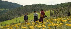 Tandin Wangchuk, Harry Einhorn and Tandin Sonam in The Monk and the Gun Courtesy of Roadside Attractions